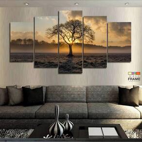 Quadros Decorativos Arvore Por Do Sol 63x130mt em Tecido