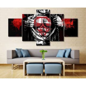 Quadro Decorativo Super Homen 5 peças 130x65 em tecido