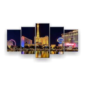 Quadro Decorativo Las Vegas Noite Lago 129x61 Sala Quarto 2