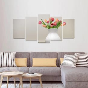 Quadro decorativo Vaso de Flor Tulipas Para Sala Quarto