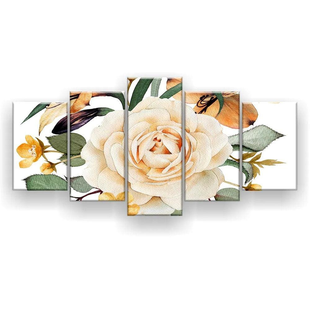 Quadro Decorativo Flor Grande 5pc 129x61
