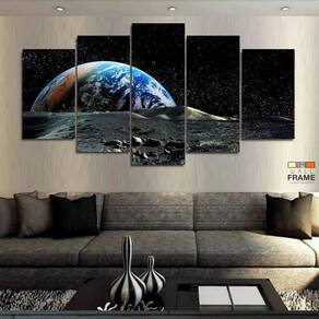 Quadro Decorativo Planeta Terra 130x63 em tecido