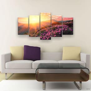 Quadro Decorativo Flores Por Do Sol Hd 129x61 Quarto Sala