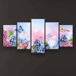 Quadro Decorativo Jardim De Borboletas 129x61 Sala Quarto