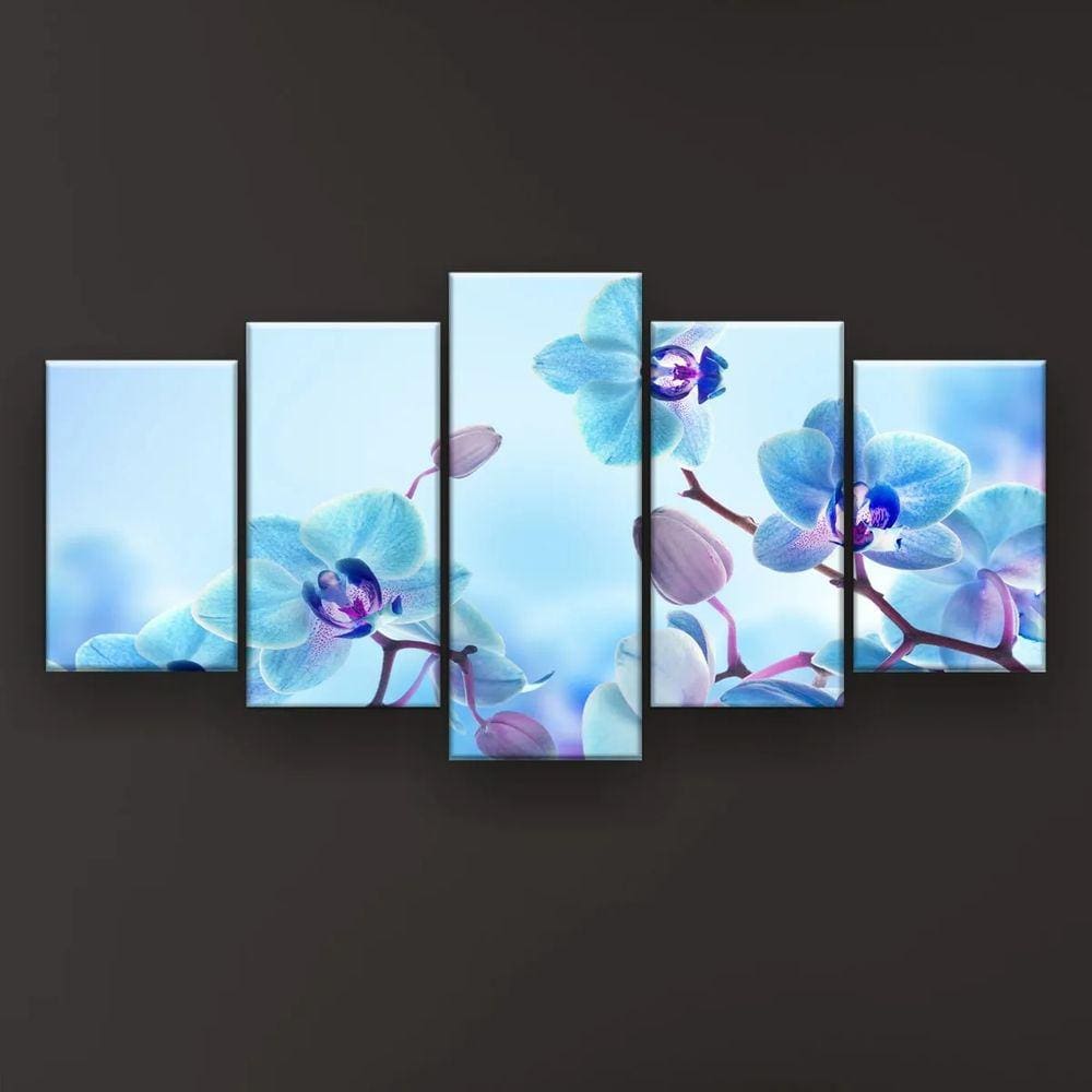 Quadro Decorativo Orquídeas Azuis 129x61 Sala Quarto