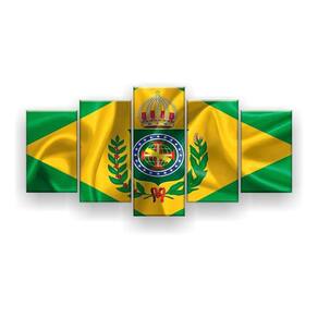 Quadro Decorativo Bandeira Brasil Império 5pc 129x61