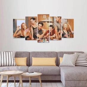 Quadro decorativo Friends Jogando Poker Arte Mosaico 5 Peças