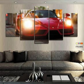 Quadros Decorativos Carro Ferrari Verm 63x130mtem Tecido
