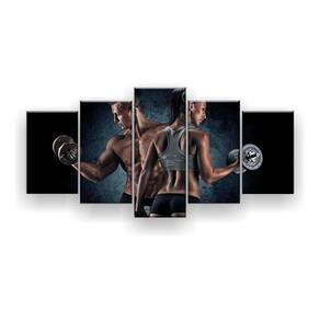 Quadro Decorativo Casal Halter Fitness 129x61 Sala Quarto