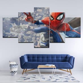 Quadro Decorativo Homem Aranha0 5 peças 130x65 cm em tecido