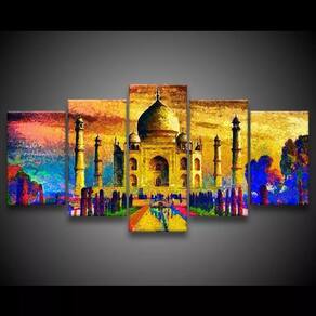 Quadro Decorativo 129x63 Sala Quarto Arte Índia Taj Mahal 1