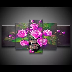 Quadro Decorativo 129x63 Sala Flores Rosas Choque 1