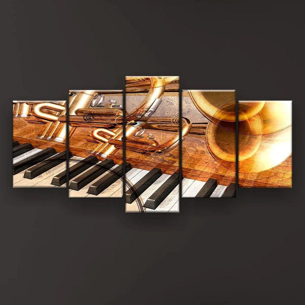 Quadro Decorativo Trompete Piano 129x61 Sala Quarto