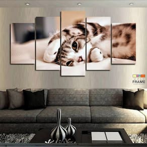 Quadros Decorativos Gato Fofo 63x130mt em Tecido