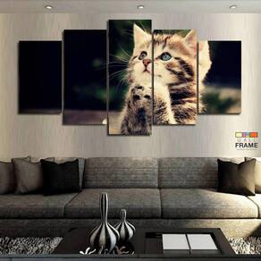 Quadros Decorativos Gatinho Rezando 63x130mt em Tecido