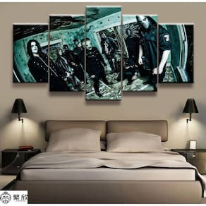 Quadro Decorativo Slipknot 5 peças 130x65 cm em tecido