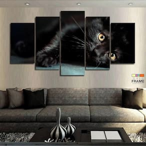 Quadros Decorativos Gato Preto 63x130mt em Tecido