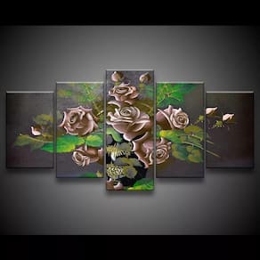 Quadro Decorativo 129x63 Sala Flores Rosas Marrons 1