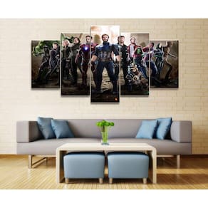 Quadro Decorativo Marvel-Avengers 5 peças 130x65 cm em tecid