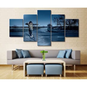 Quadro Decorativo Michael Jackson 5 peças 130x65 cm em tecid