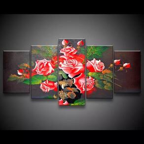 Quadro Decorativo 129x63 Sala Flores Rosas Vermelhas 1