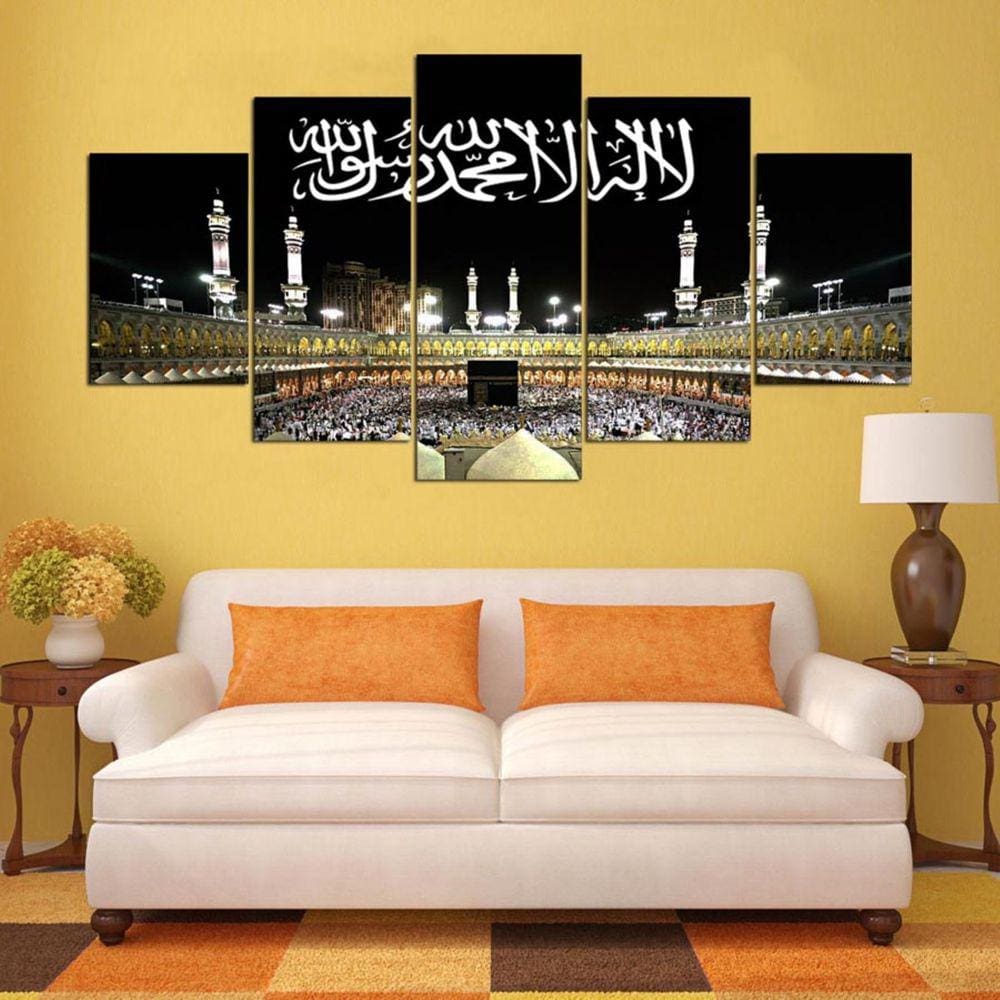 Quadro Decorativo Muçulmano 5 peças 130x65 em tecido