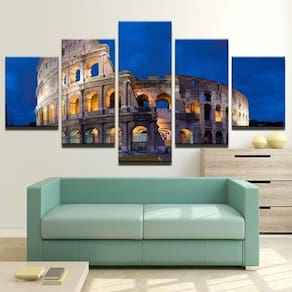 Quadro Decorativo Coliseu 5 partes 130x65 em tecido