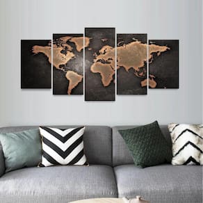 Quadro Mosaico Para Sala Escritórios Mapa Mundi Continentes