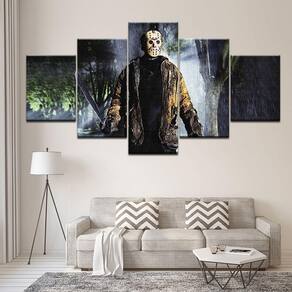 Quadro Decorativo sexta-feira13 5 peças 130x65 cm em tecido