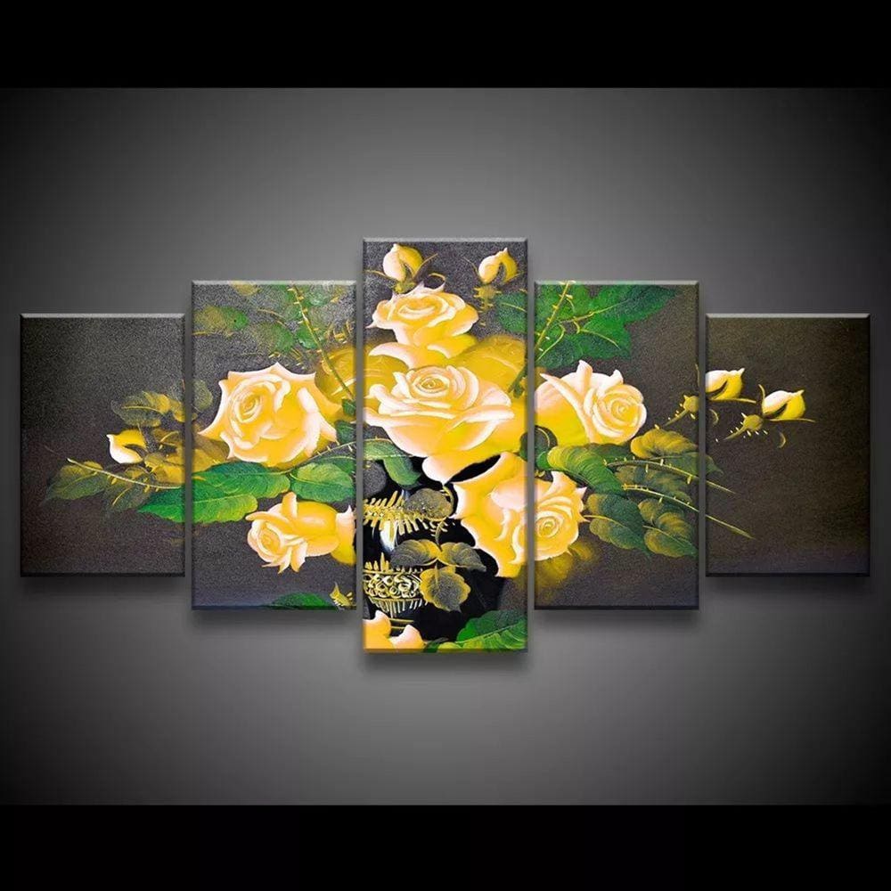 Quadro Decorativo 129x63 Sala Quarto Flores Rosas Amarelas 1