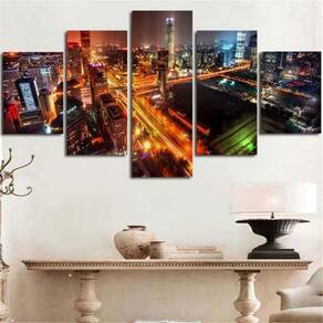 Quadro Decorativo Cervos na Floresta 5 peças em tecido