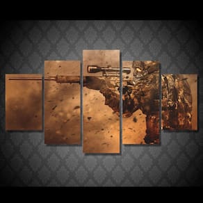 Quadro Decorativos Jogos de tiro com 5 peças 130x65 1