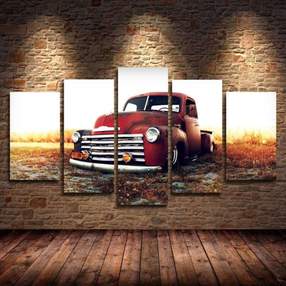 Quadro Decorativo Carro Abandonado 5 peças em tecido
