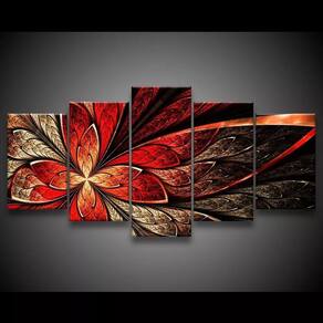Quadro Decorativo 129x63 Sala Quarto Flor Vermelha Design 1