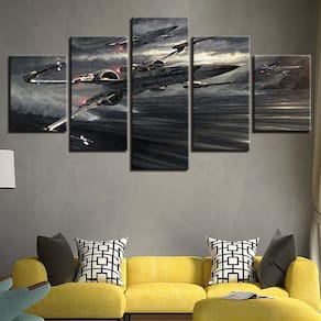 Quadro Decorativo Star Wars H 5 peças 130x65 cm em tecido