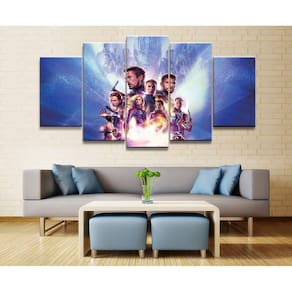 Quadro Decorativo Vingadores F 5 peças 130x65 cm em tecido
