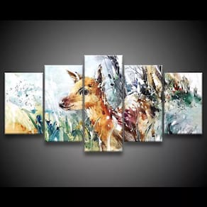 Quadro Decorativo 129x63 Sala Quarto Cervo Paisagem Pintura