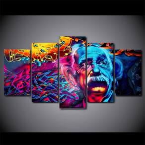 Quadro Decorativo Albert Einstein 5 peças em tecido