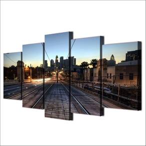 Quadro Decorativo Trilho 5 partes 130x65 em tecido