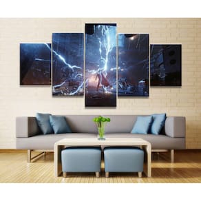 Quadro Decorativo Thor Ragnarok 5 peças 130x65 cm em tecido