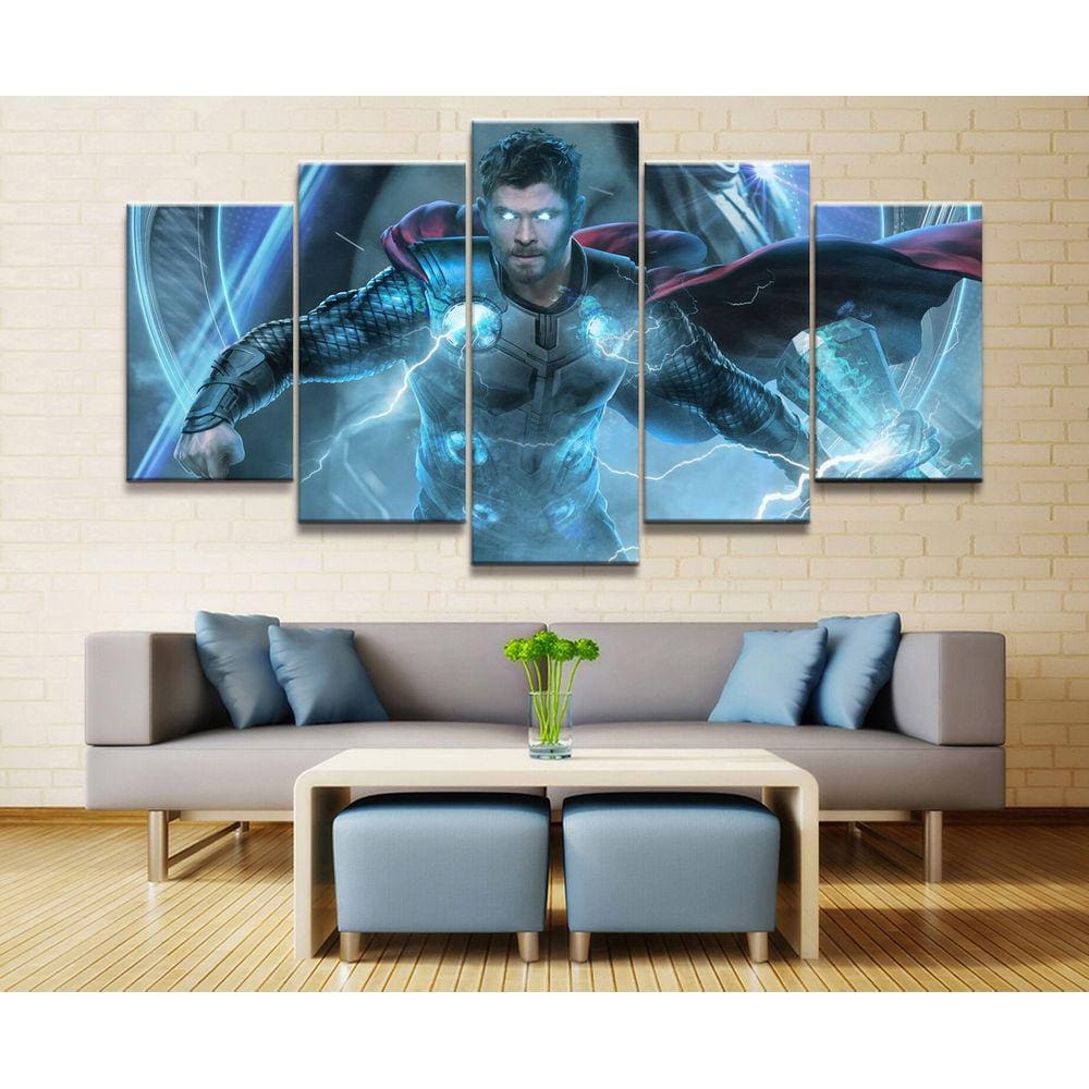 Quadro Decorativo Thor A 5 peças 130x65 cm em tecido