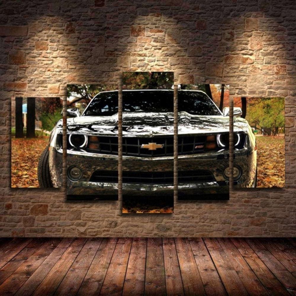 Quadro Decorativo Camaro 5 peças em tecido
