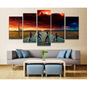 Quadro Decorativo Stranger Things 5 peças 130x65 cm em tecid