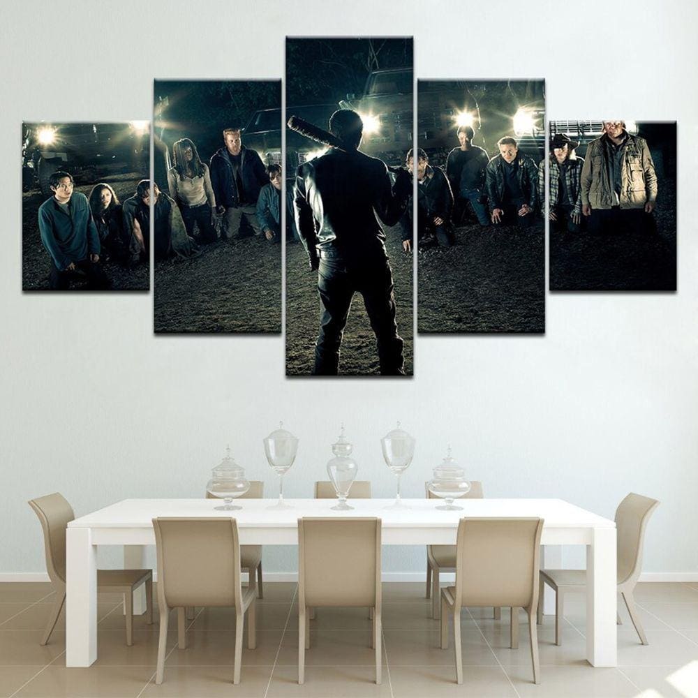 Quadro Decorativo The Walking Dead 5 peças 130x65 cm em teci