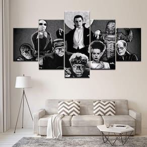Quadro Decorativo terror3 5 peças 130x65 cm em tecido