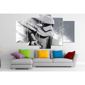 Quadro Decorativo Stormtroopers 5 peças 130x65 cm em tecido
