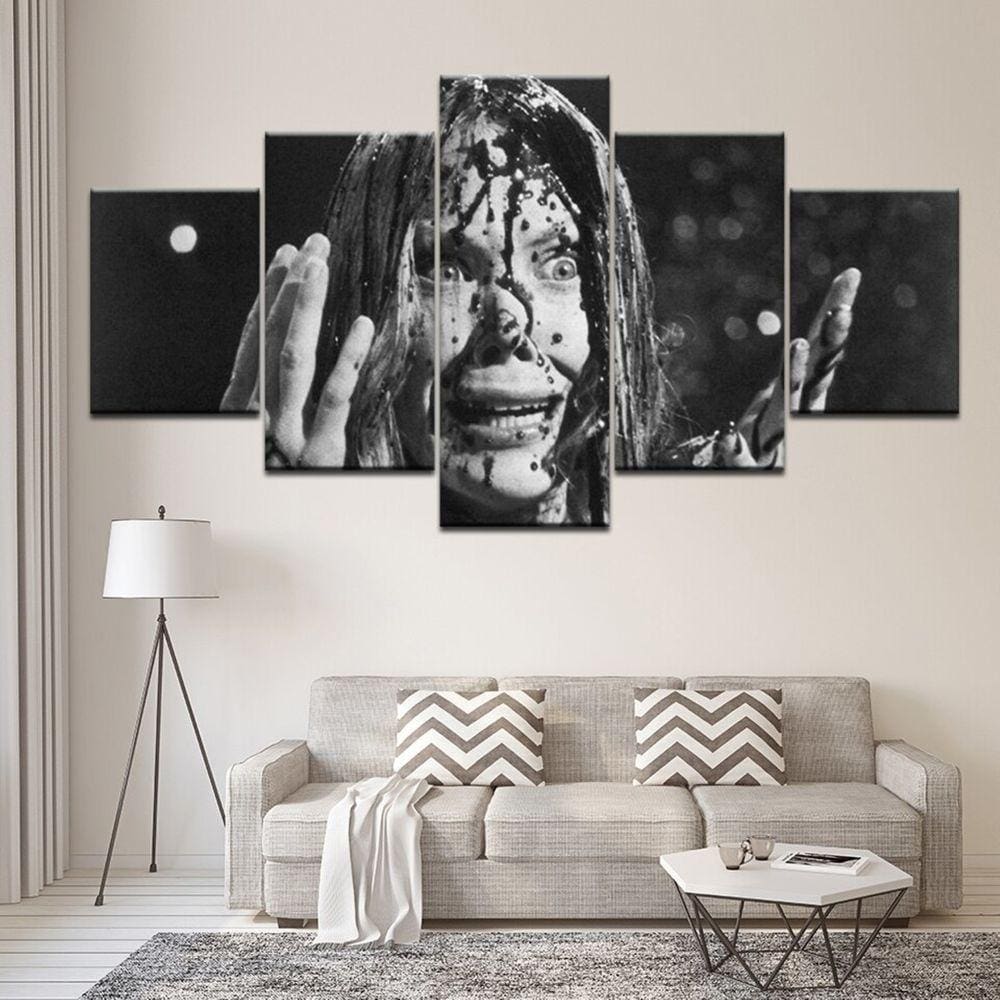 Quadro Decorativo terror 5 peças 130x65 cm em tecido