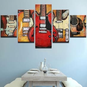 Quadro Decorativo Violão 5 partes 130x65 em tecido