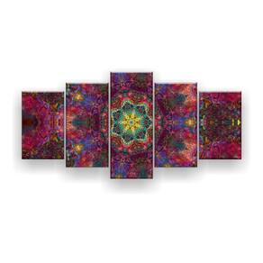 Quadro Decorativo Flor Simétrica Rosa Psicodélica 129x61