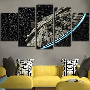 Quadro Decorativo Star Wars C 5 peças 130x65 cm em tecido